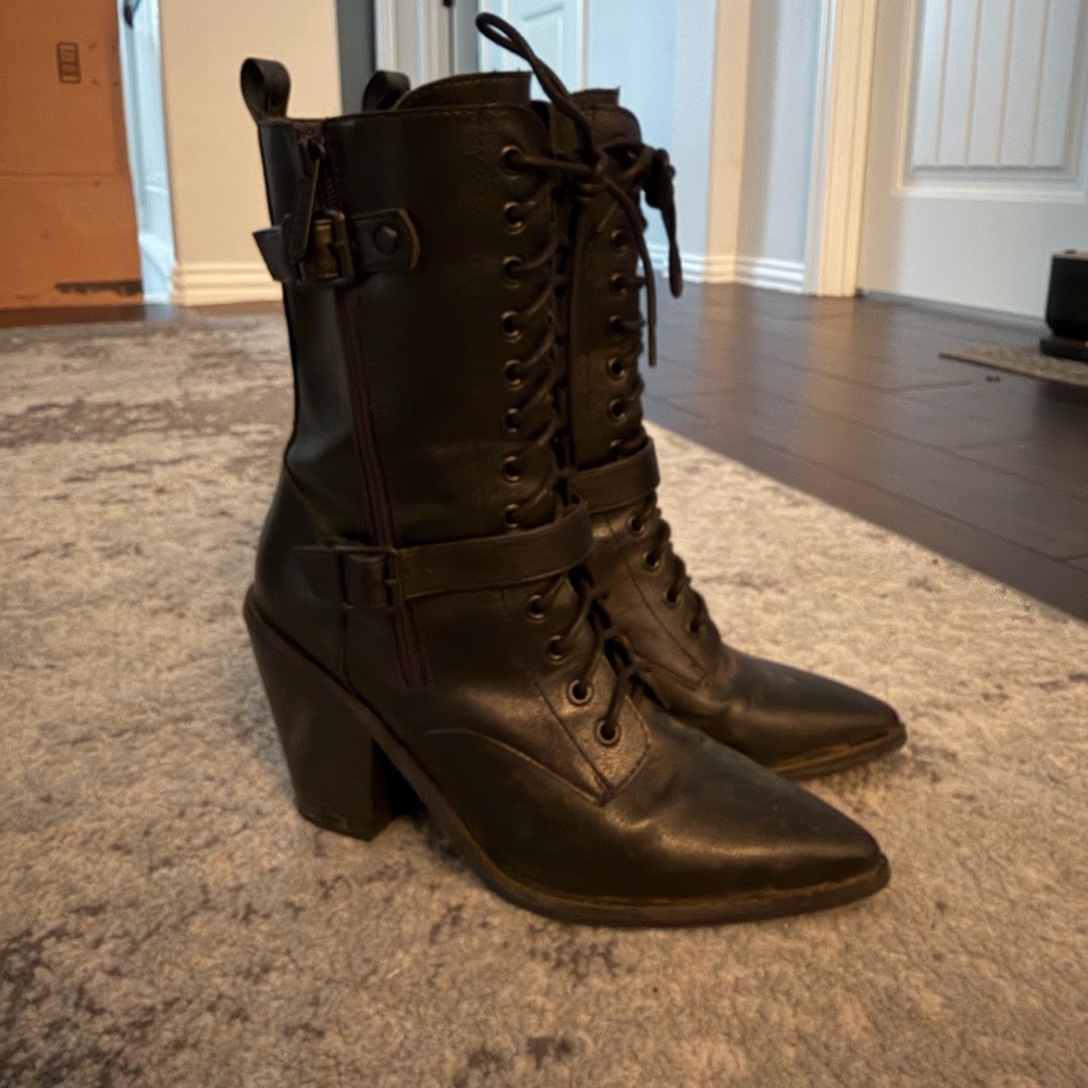 Killstar Beatrix Black Lace-Up Heeled Boots
